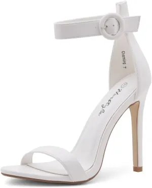 Herstyle Charming Women’s Heeled Dress Sandals Open Toe Ankle Strap High Stiletto Wedding Party Pump Shoes