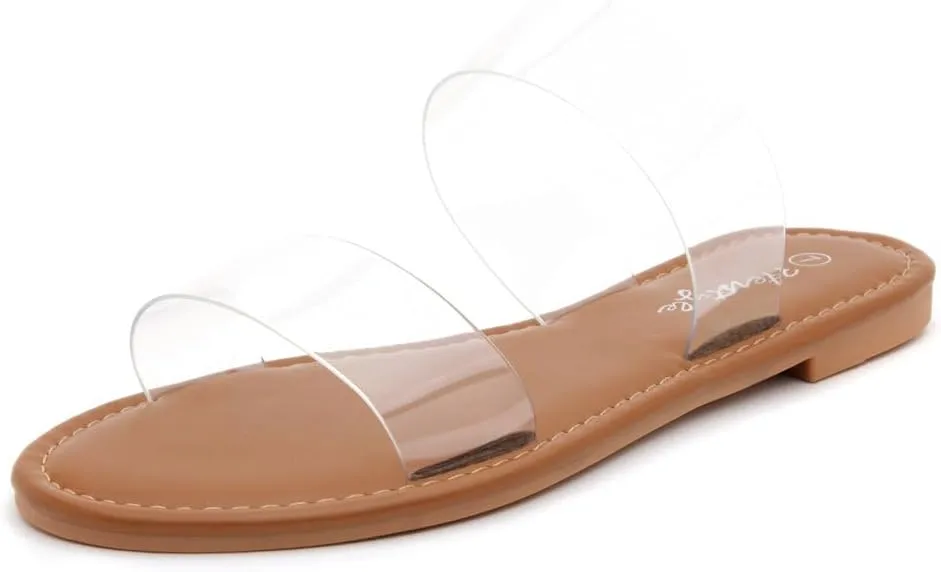 Herstyle Women’s Flat Sandals – Slip-On Double Strap Slides with Memory Foam, Trendy 2025 Summer Shoes, Lightweight Open Toe Dressy & Casual Sandals for Women