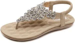 HNGHOU Women's Summer Sandals Casual Comfortable Flip Flops Bohemian Beach Clip Toe Sandals