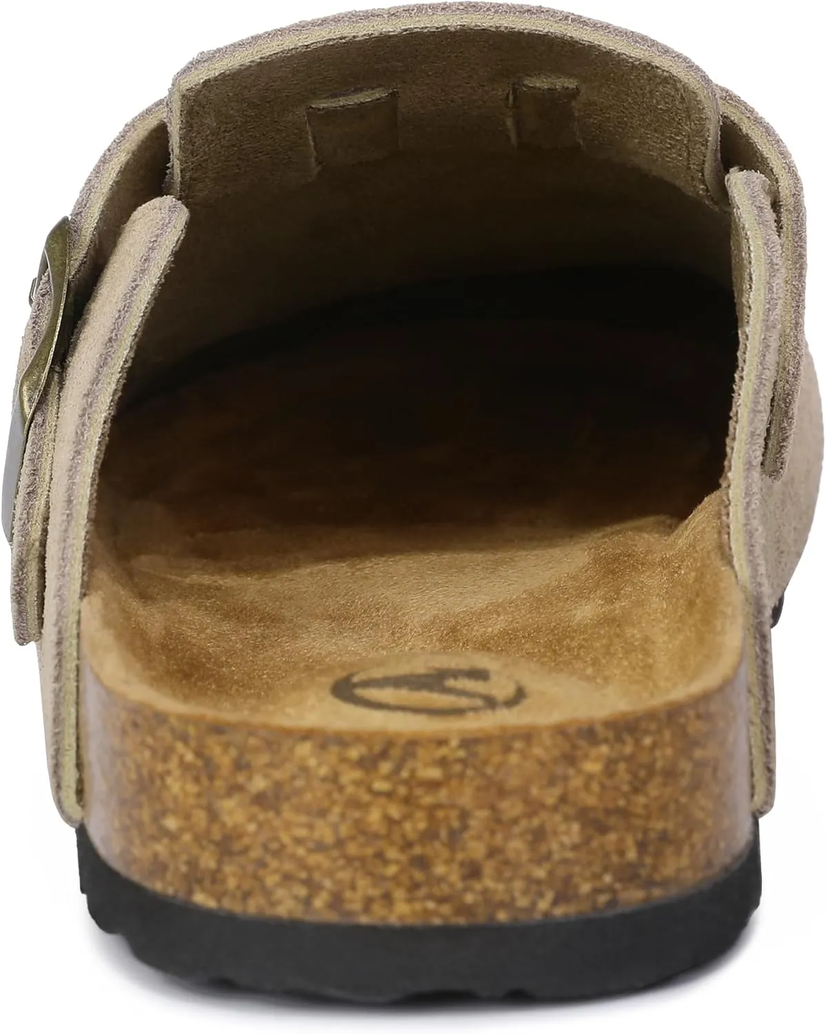 HOMETRUE Mens Suede Clogs Slippers Sandals with Cushioned Cork-Footbed