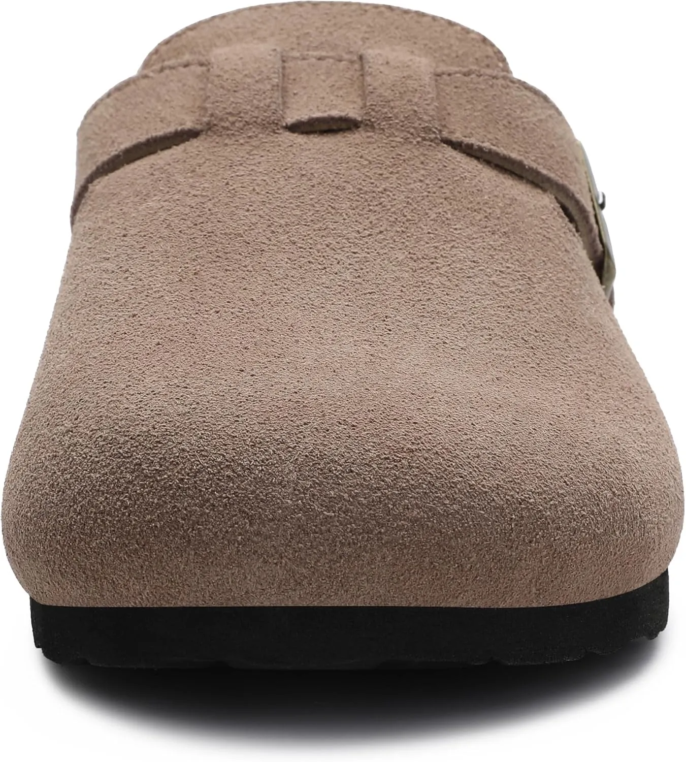 HOMETRUE Mens Suede Clogs Slippers Sandals with Cushioned Cork-Footbed