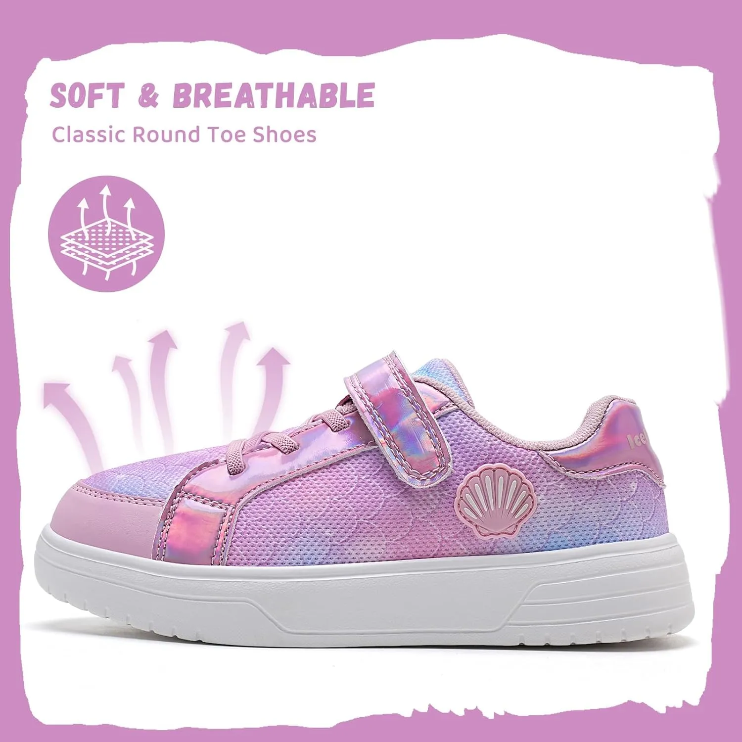 IceUnicorn Kids Girls Sneakers Lightweight Causal Walking Shoes Low Top Elastic Lace Sneaker with Hook and Loop(Toddler/Little Kid/Big Kid)