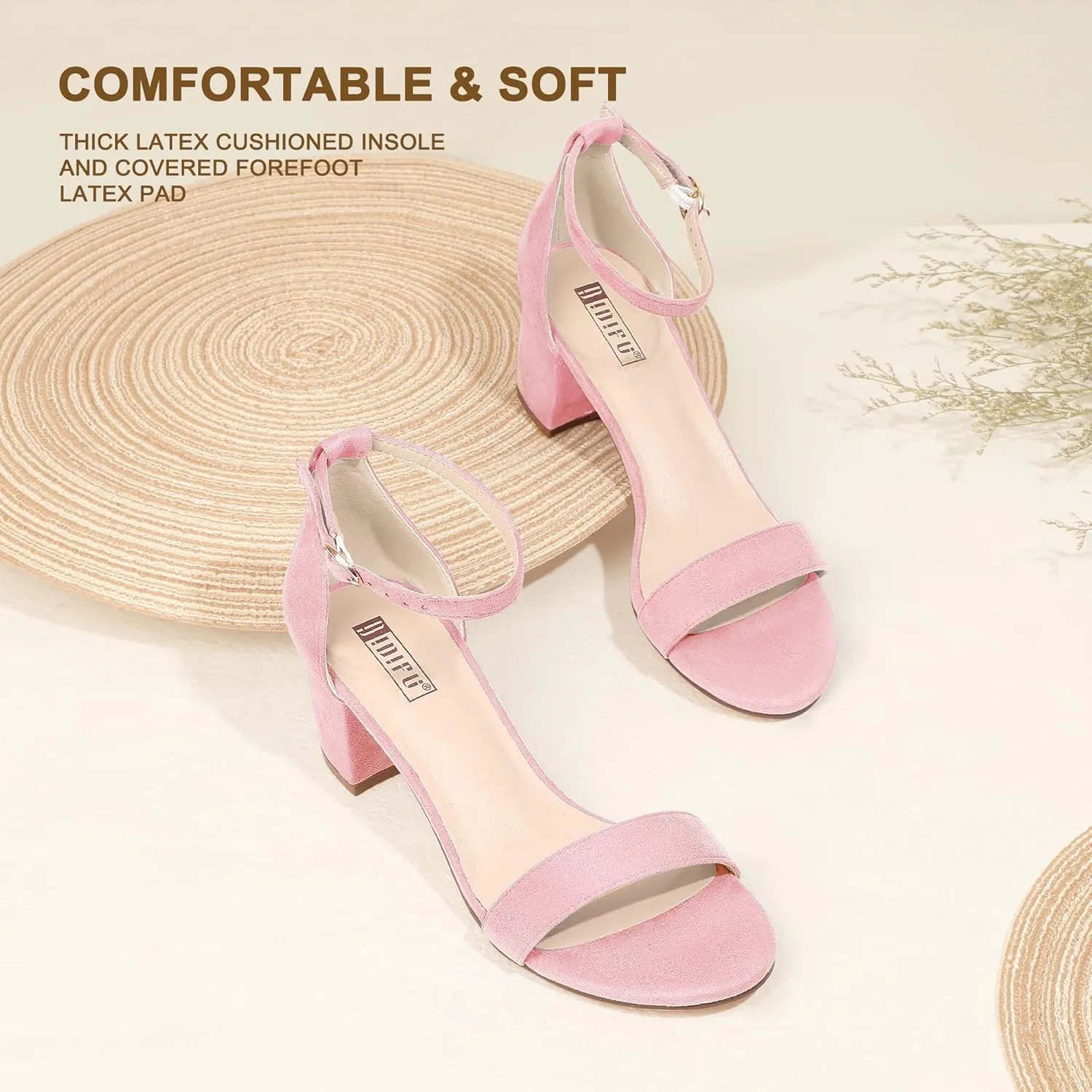 IDIFU Women's Cookie-LO Low Block Heels Chunky Sandals Ankle Strap Wedding Dress Pump Shoes