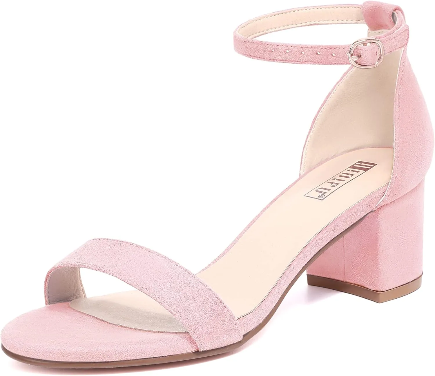 IDIFU Women's Cookie-LO Low Block Heels Chunky Sandals Ankle Strap Wedding Dress Pump Shoes