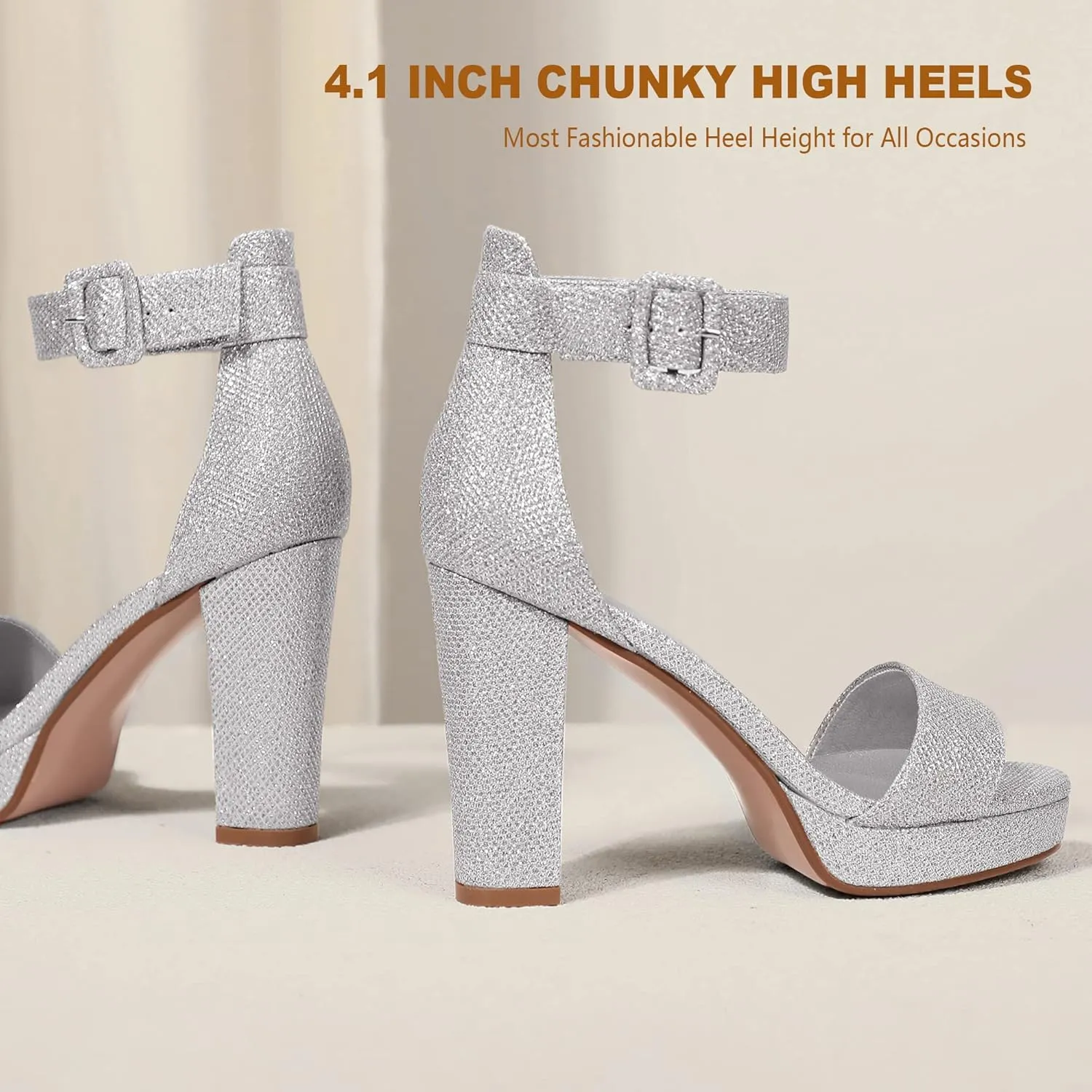 IDIFU Women's IN4 Sabrina Platform Chunky High Heels Ankle Strap Heeled Sandals Wedding Party Dress Shoes