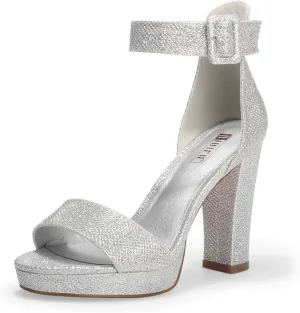 IDIFU Women's IN4 Sabrina Platform Chunky High Heels Ankle Strap Heeled Sandals Wedding Party Dress Shoes