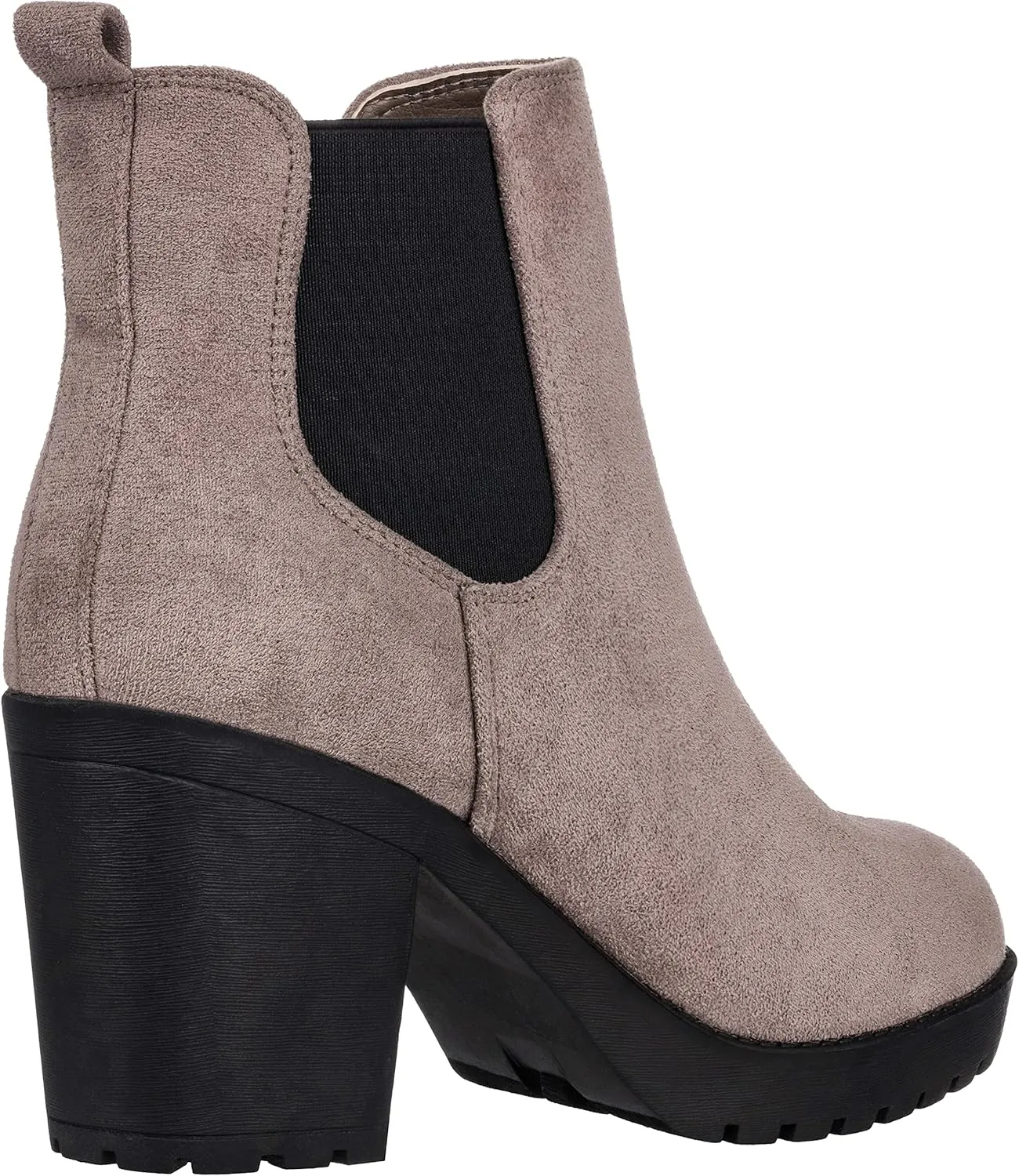 ILLUDE Women’s Classic Chelsea Bootie Chunky Mid Heel Rounded Toe Slip On Boots