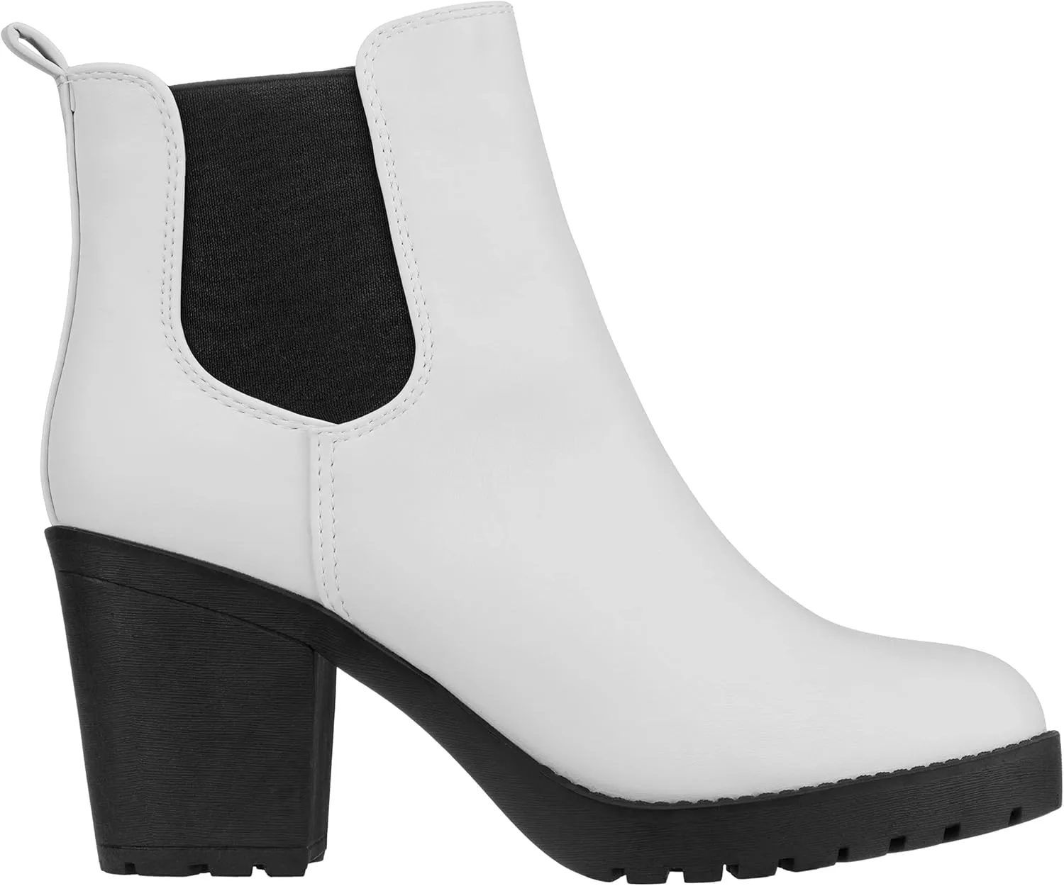ILLUDE Women’s Classic Chelsea Bootie Chunky Mid Heel Rounded Toe Slip On Boots