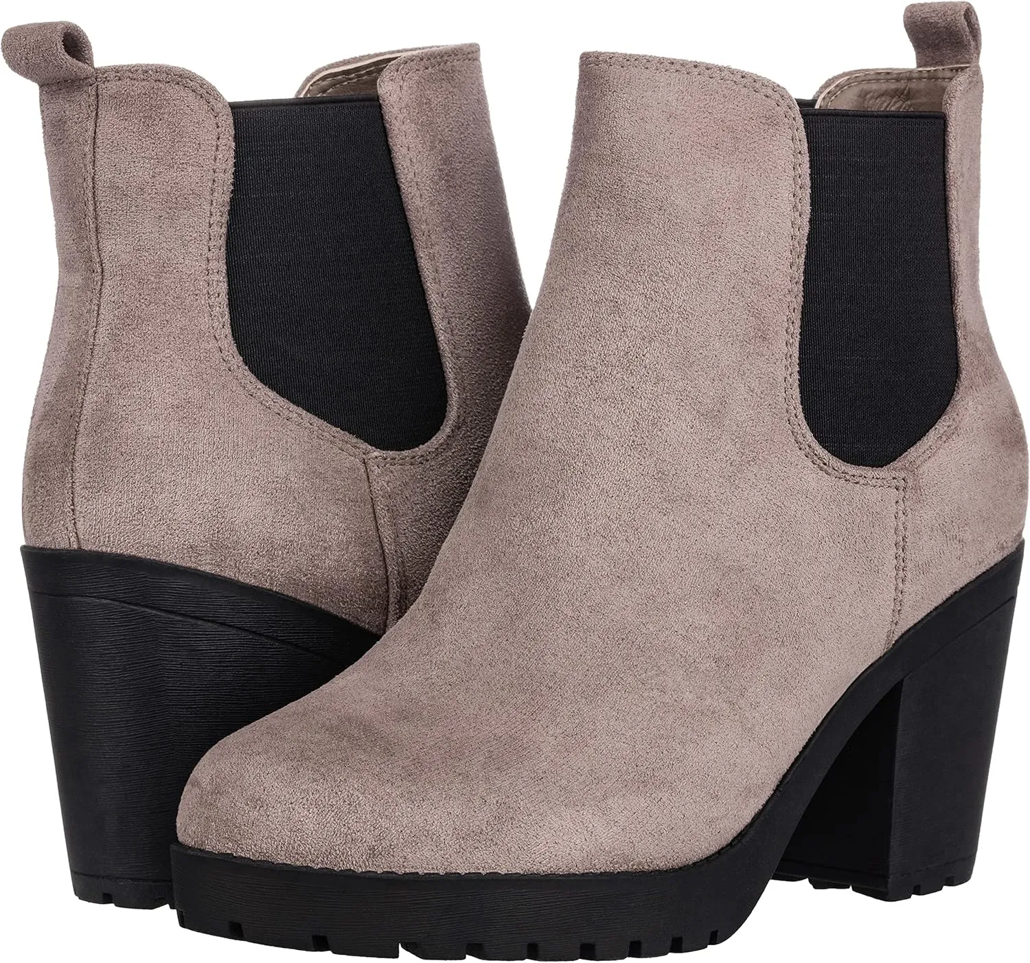 ILLUDE Women’s Classic Chelsea Bootie Chunky Mid Heel Rounded Toe Slip On Boots