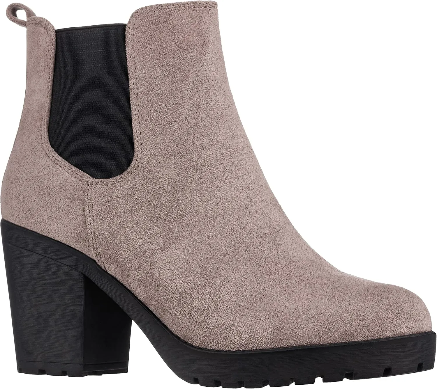 ILLUDE Women’s Classic Chelsea Bootie Chunky Mid Heel Rounded Toe Slip On Boots