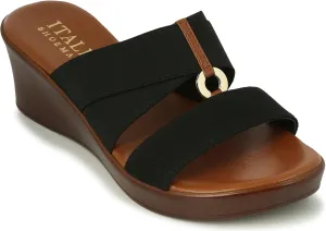 ITALIAN Shoemakers Womens Lucita Wedge Sandals 8 Black
