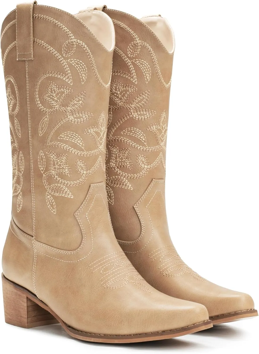 IUV Cowboy Boots For Women Pointy Toe Women's Western Boots Cowgirl Boots Mid Calf Boots