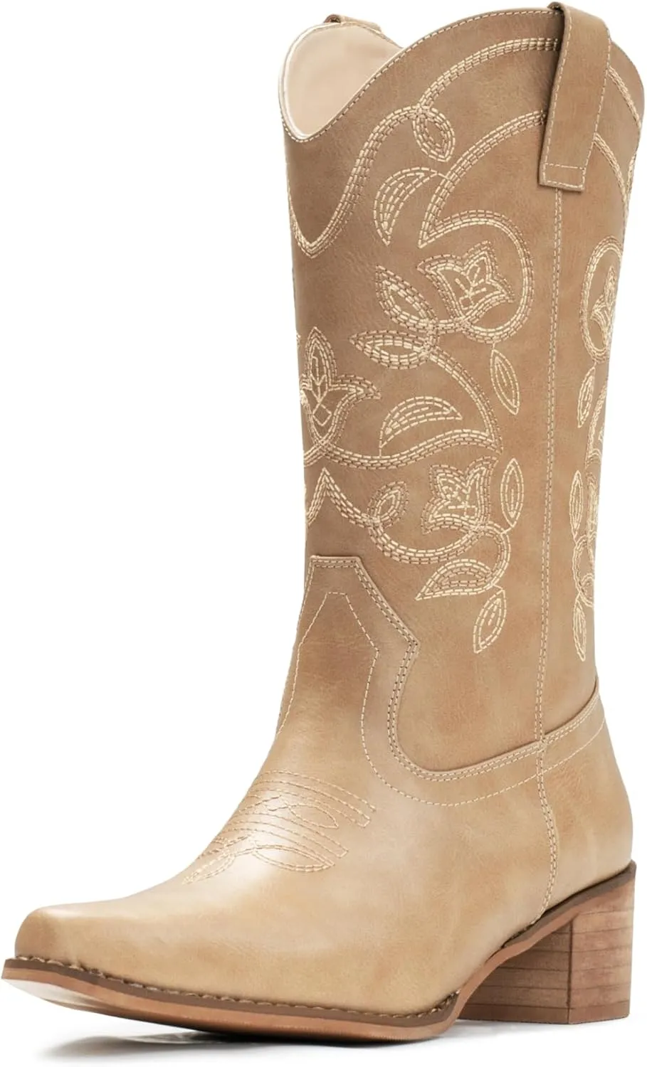 IUV Cowboy Boots For Women Pointy Toe Women's Western Boots Cowgirl Boots Mid Calf Boots