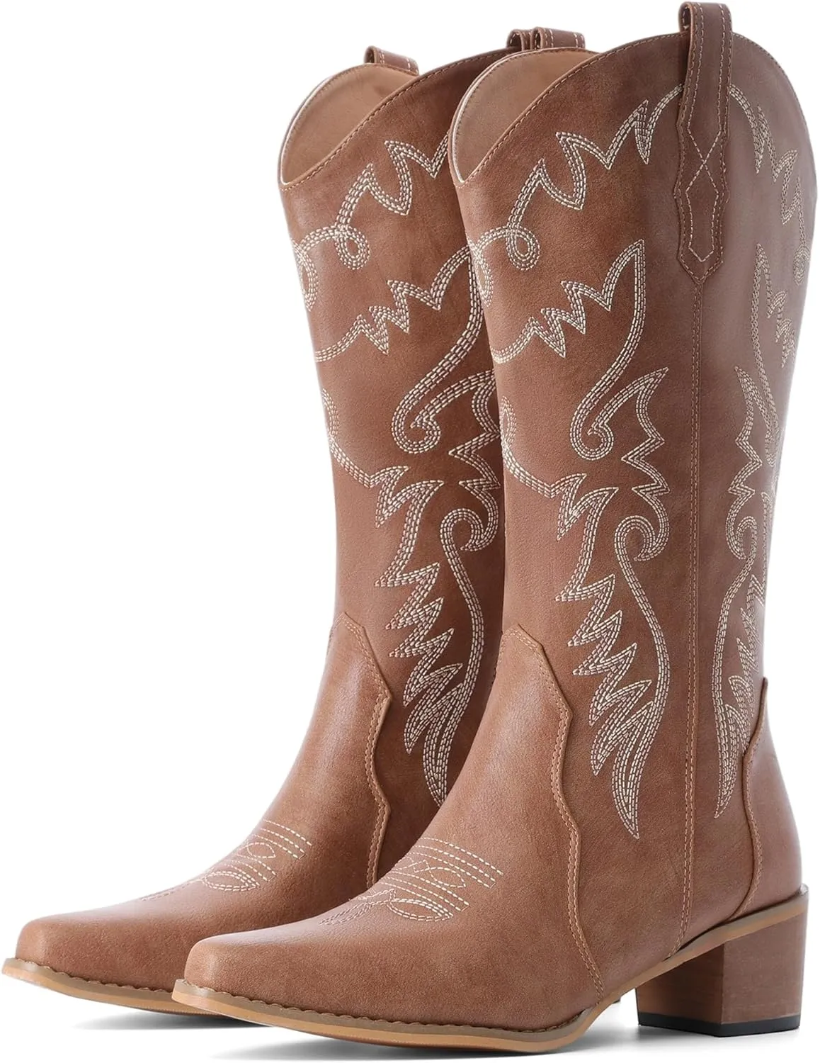 IXU Cowboy Boots Women Pointy Toe Women's Mid Calf Western Cowgirl Boots