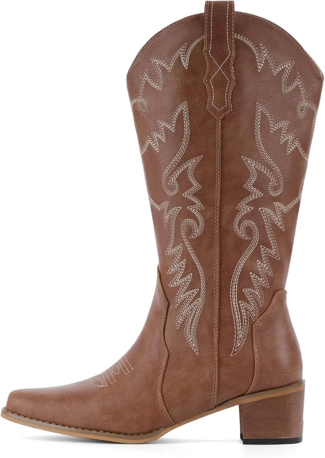 IXU Cowboy Boots Women Pointy Toe Women's Mid Calf Western Cowgirl Boots