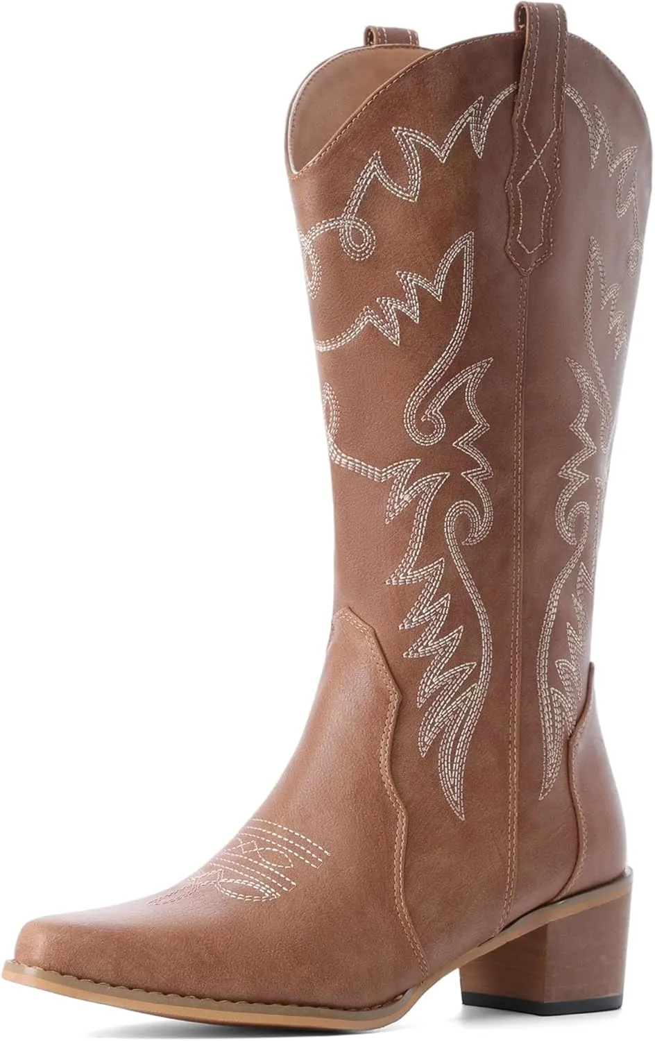 IXU Cowboy Boots Women Pointy Toe Women's Mid Calf Western Cowgirl Boots