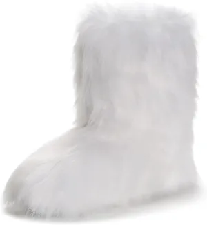 IXU Women's Faux Fur Boot Furry Fluffy Round Toe Suede Snow Winter Women Boots Comfy Plush Warm Short Outdoor Indoor Flat Shoes Mid-Calf Boots