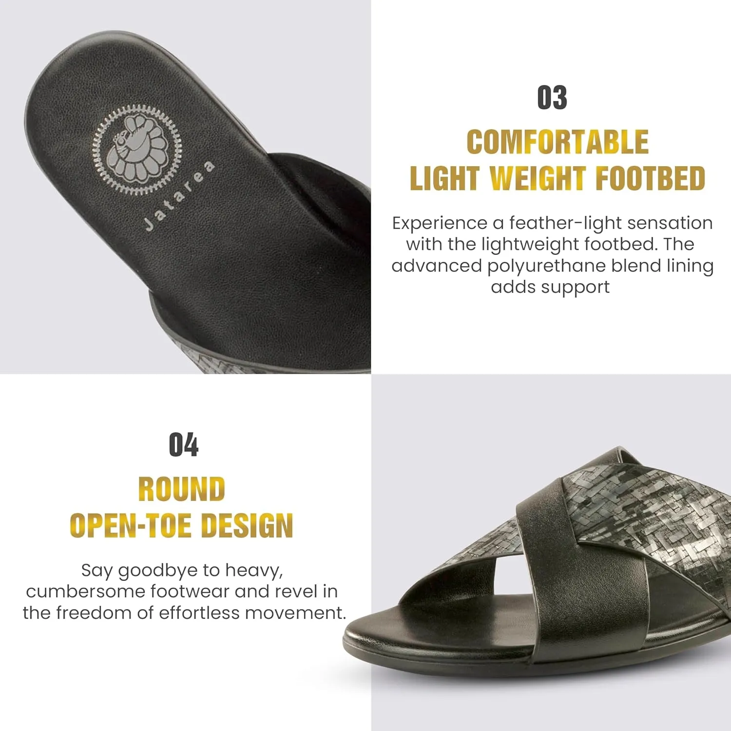 JATAREA Slip-On Flat Leather Slides for Women | Two Strap Open Toe Beach Sandals - BOJRA & ABANTI