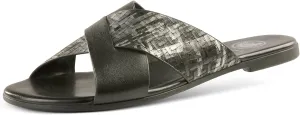JATAREA Slip-On Flat Leather Slides for Women | Two Strap Open Toe Beach Sandals - BOJRA & ABANTI