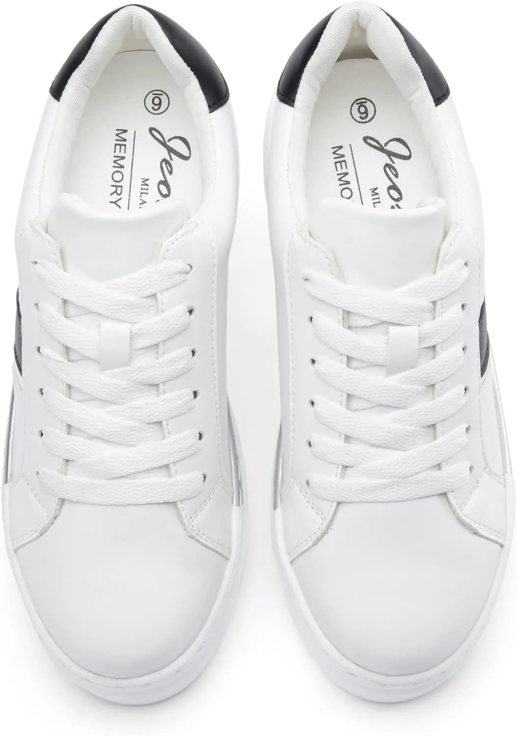 Jeossy Women's Platform Chunky White Casual Sneakers, Comfort 8028 Trendy Sneakers So Light Weight