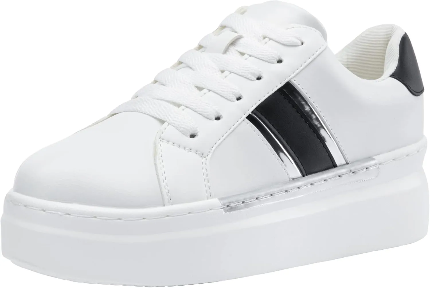 Jeossy Women's Platform Chunky White Casual Sneakers, Comfort 8028 Trendy Sneakers So Light Weight