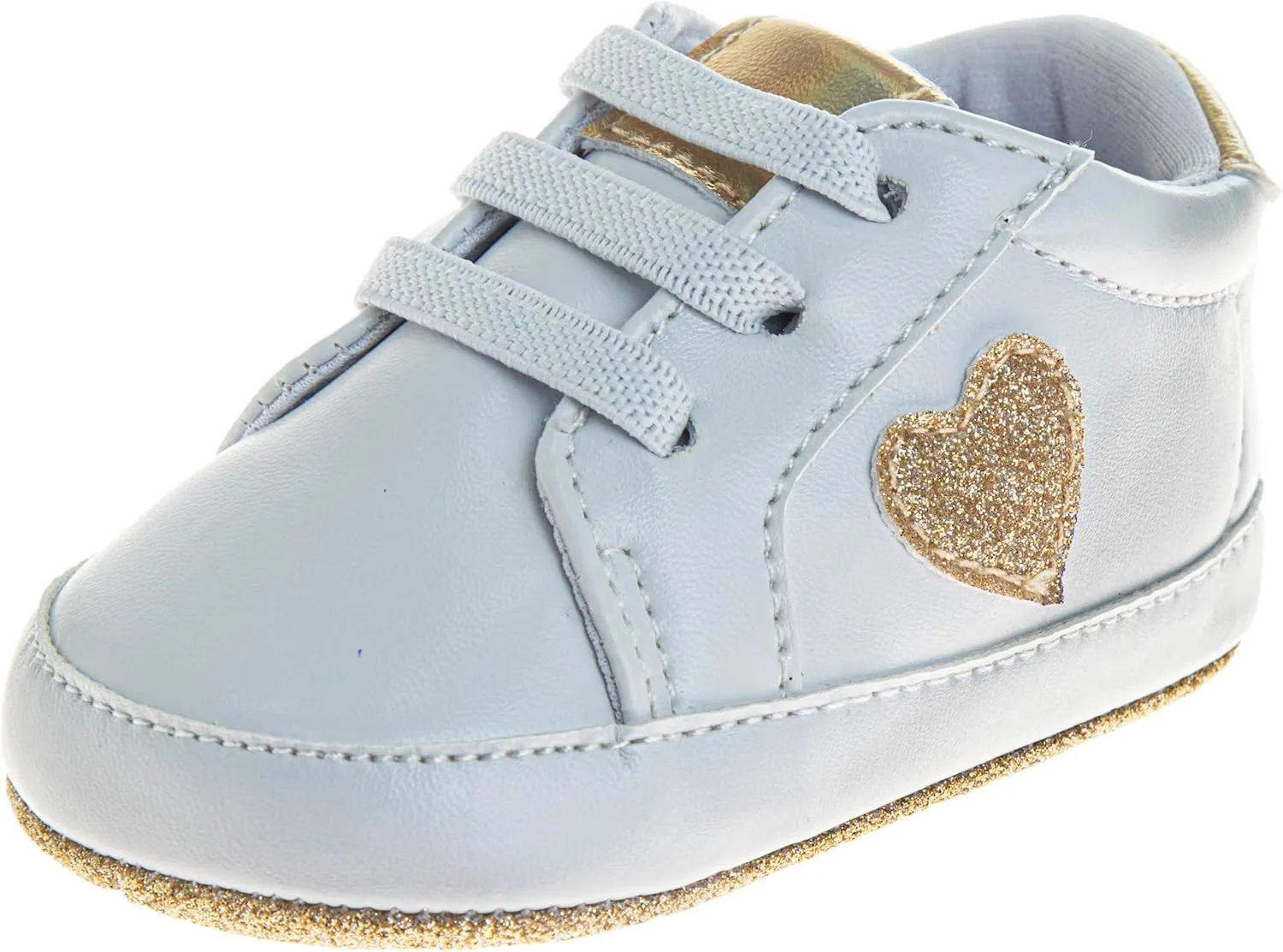 Josmo Infant Girls Fashion Sneakers Newborn Soft Sole Star and Heart First Walking Shoes Size 2-4 Infant
