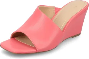 Journee Womens cushioned footbeds Clementine wedge heel sandal D'orsay open toe slip-on faux leather