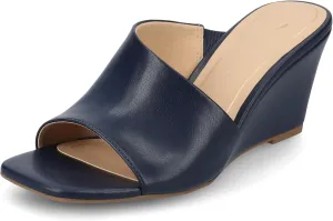 Journee Womens cushioned footbeds Clementine wedge heel sandal D'orsay open toe slip-on faux leather