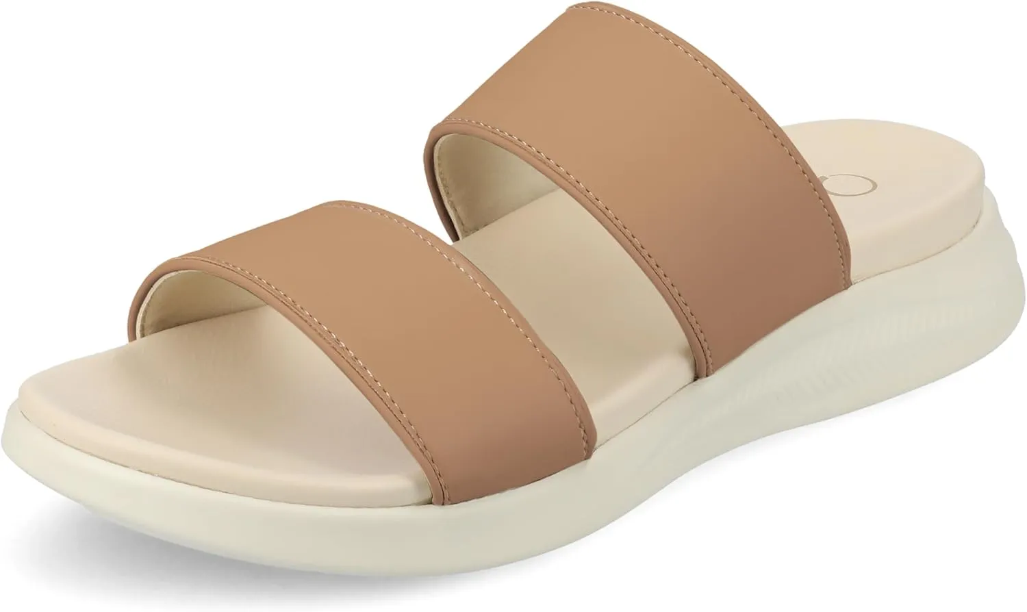Journee Womens cushioned footbeds Janis multi-strap sandal slip on faux leather platform heel