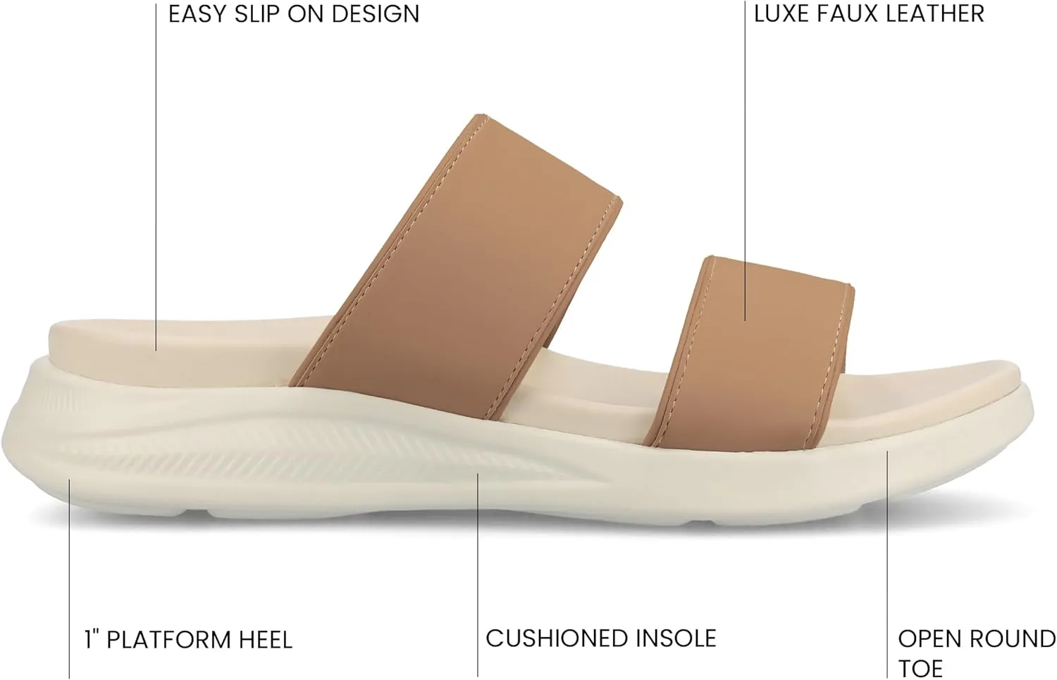 Journee Womens cushioned footbeds Janis multi-strap sandal slip on faux leather platform heel