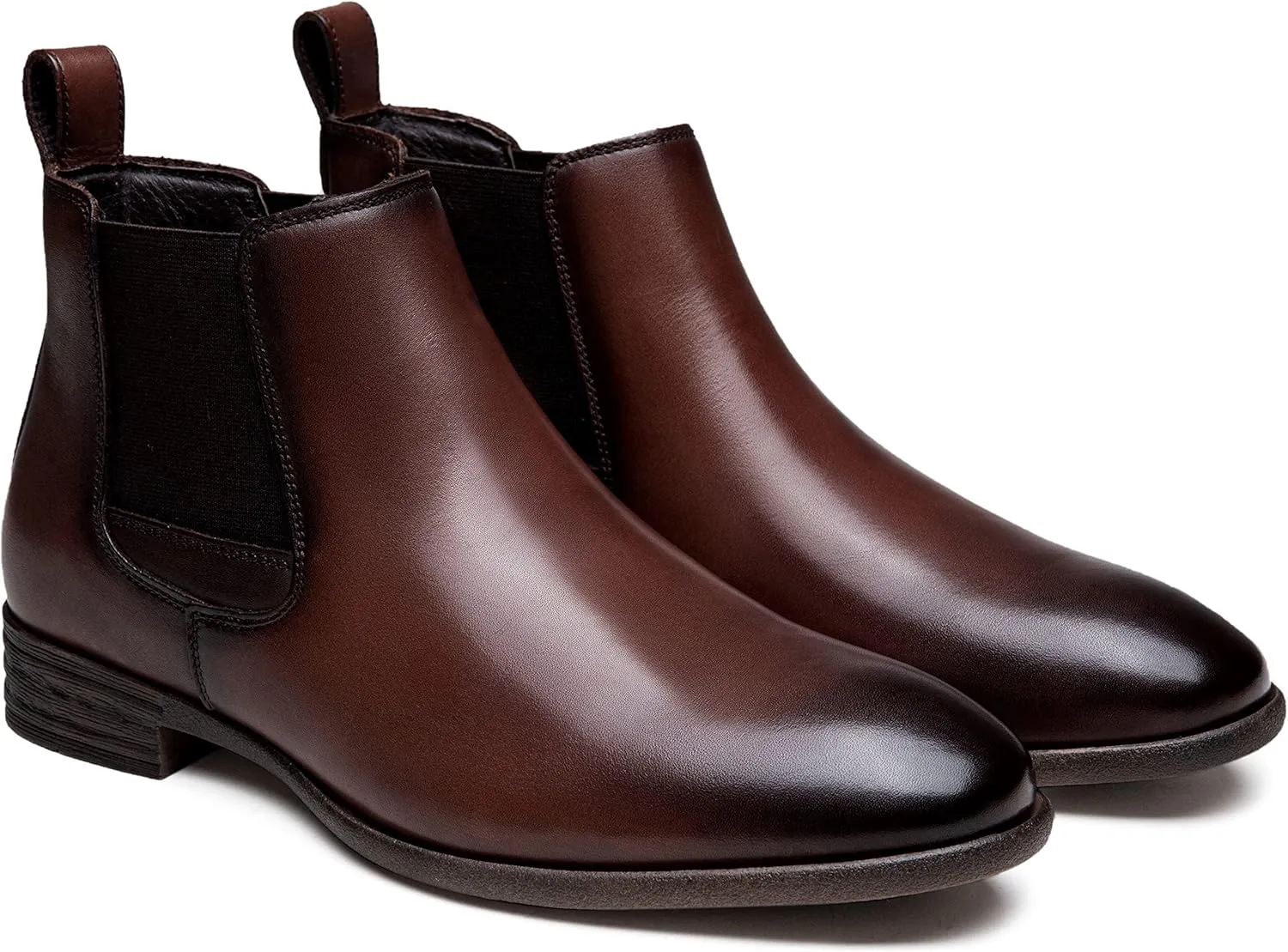 Jousen Men's Chelsea Boots Leather Lightweight Casual Chukka Ankle Boots Classic Elastic Dress Boots for Men
