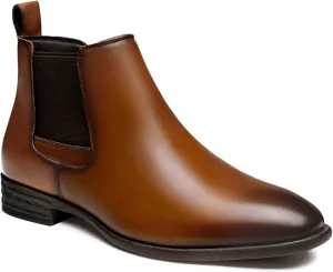 Jousen Men's Chelsea Boots Leather Lightweight Casual Chukka Ankle Boots Classic Elastic Dress Boots for Men
