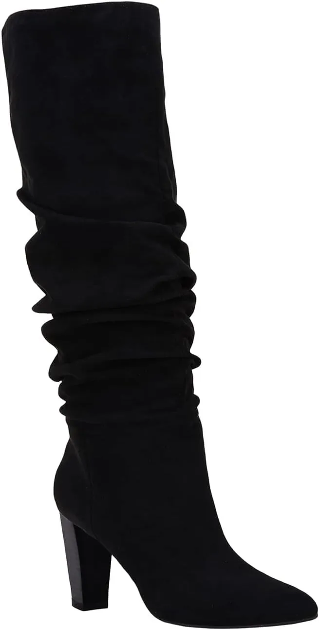 Juliet Holy Womens Knee High Boots Pointed Toe Pull On Chunky Heel Winter Booties