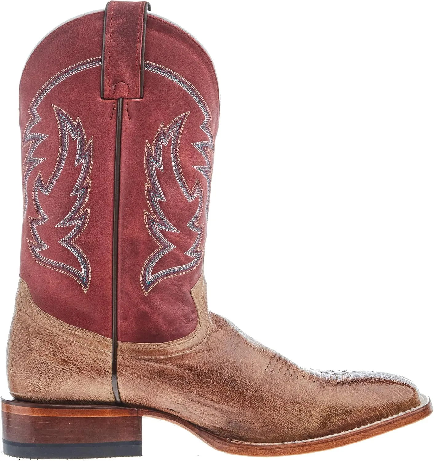 Justin Boot Company Men's McLane Tan Smooth Ostrich Vamp 11 Red Cowhide Top