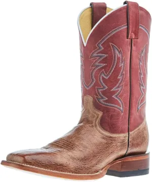 Justin Boot Company Men's McLane Tan Smooth Ostrich Vamp 11 Red Cowhide Top