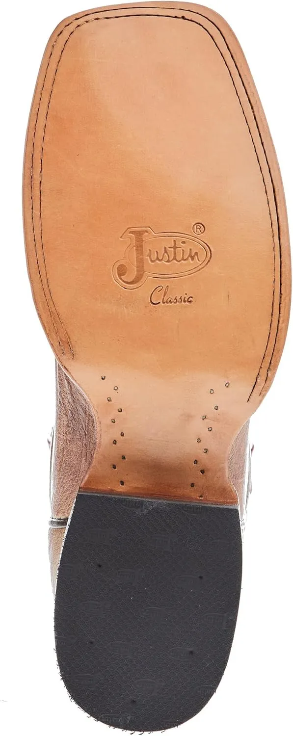 Justin Boot Company Men's McLane Tan Smooth Ostrich Vamp 11 Red Cowhide Top