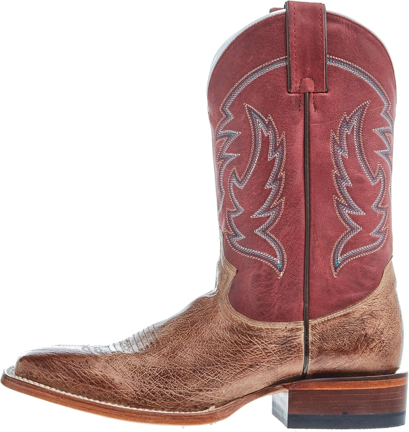 Justin Boot Company Men's McLane Tan Smooth Ostrich Vamp 11 Red Cowhide Top