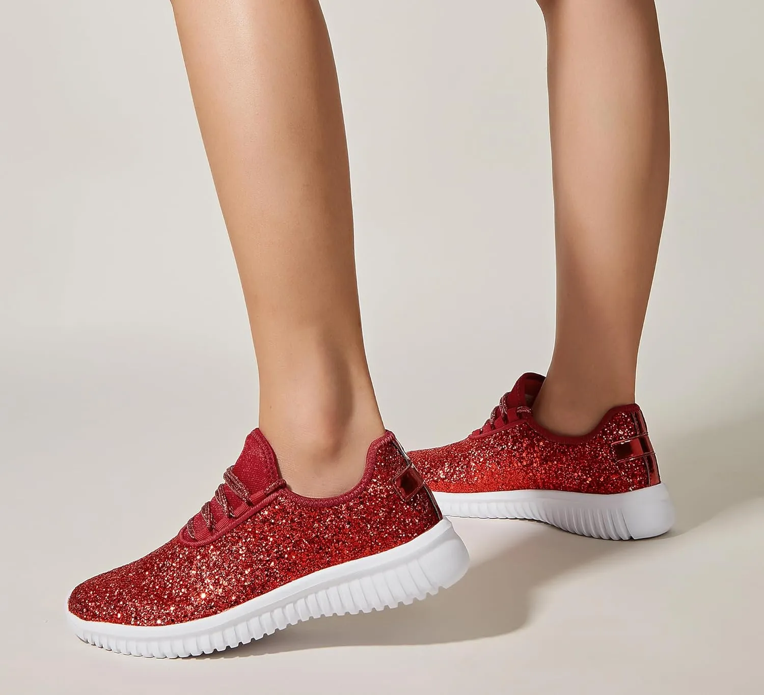 K KIP WOK Fashion Glitter Sneakers for Womens Silp On Running Shoes Lightweigt Tennis Walking Sneakers