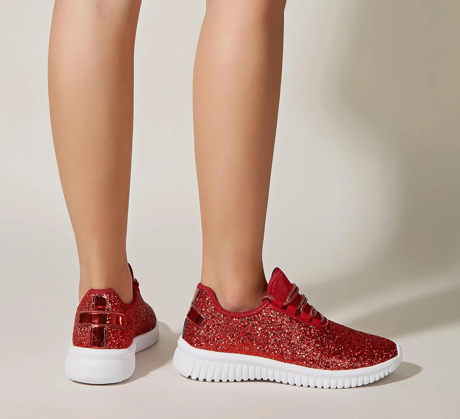 K KIP WOK Fashion Glitter Sneakers for Womens Silp On Running Shoes Lightweigt Tennis Walking Sneakers