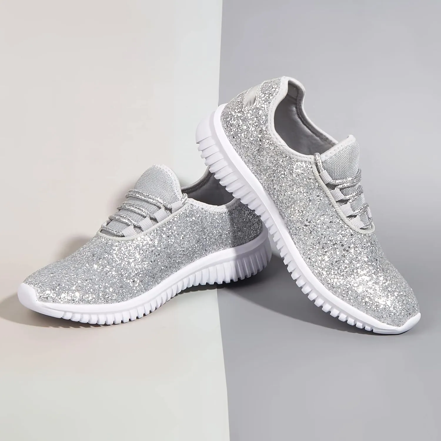 K KIP WOK Fashion Glitter Sneakers for Womens Silp On Running Shoes Lightweigt Tennis Walking Sneakers