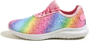 K KIP WOK Girls Glitter Sneakers Sparkle Slip On Walking Shoes for Kids/Children Breathable Running Sneakers