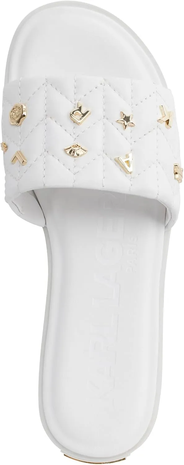 Karl Lagerfeld Paris Women's Cushioned Insole Everyday Carenza Studs-Flat Sandal Slide