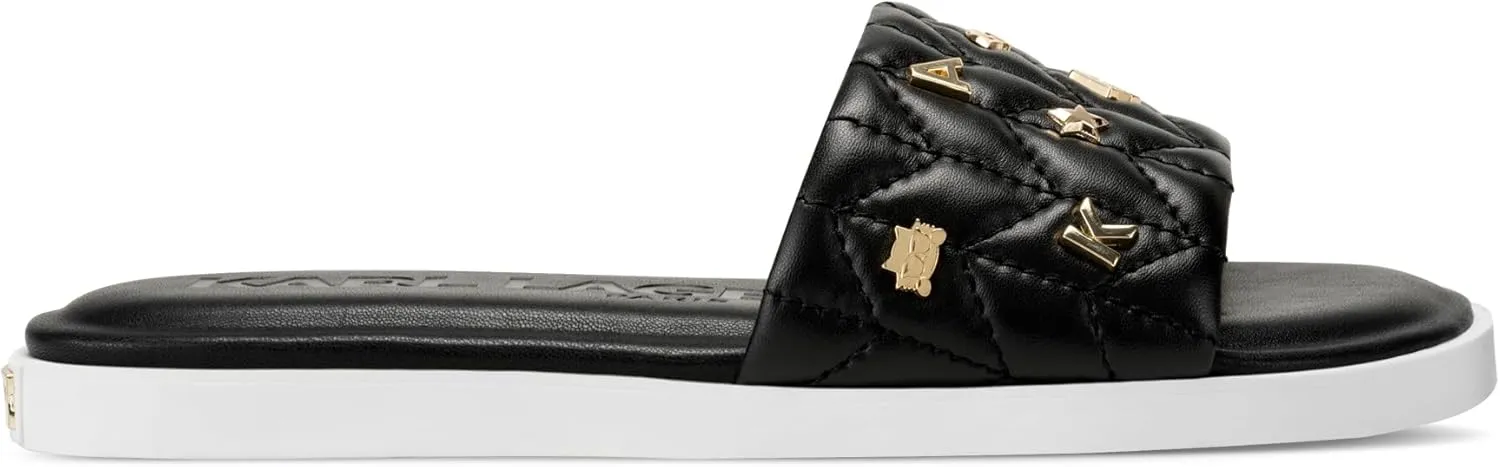 Karl Lagerfeld Paris Women's Cushioned Insole Everyday Carenza Studs-Flat Sandal Slide