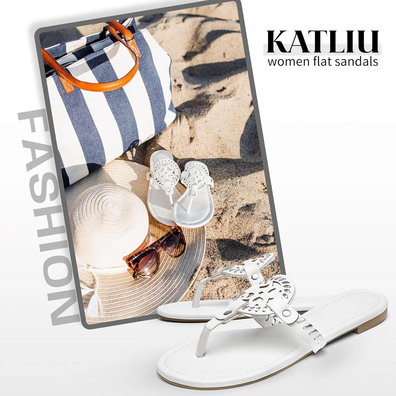 katliu Women's Flat Sandals Flip Flop Thong Sandals Cute Dressy Sandals