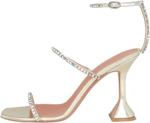 keleimusi Diamante Strap Heeled Sandals for Women Ankle Strappy Flared High Heels 4 Inches