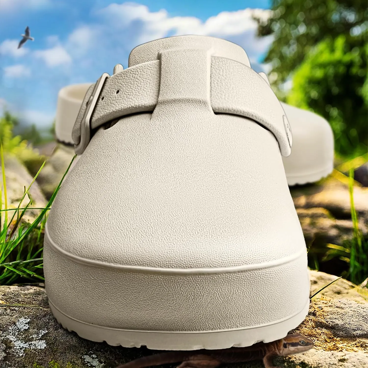 KEMISANT Men Clogs, Adjustable Sandals Slip-on Water Shoes Unisex with Cushioned Footbed,Comfortable Lightweight