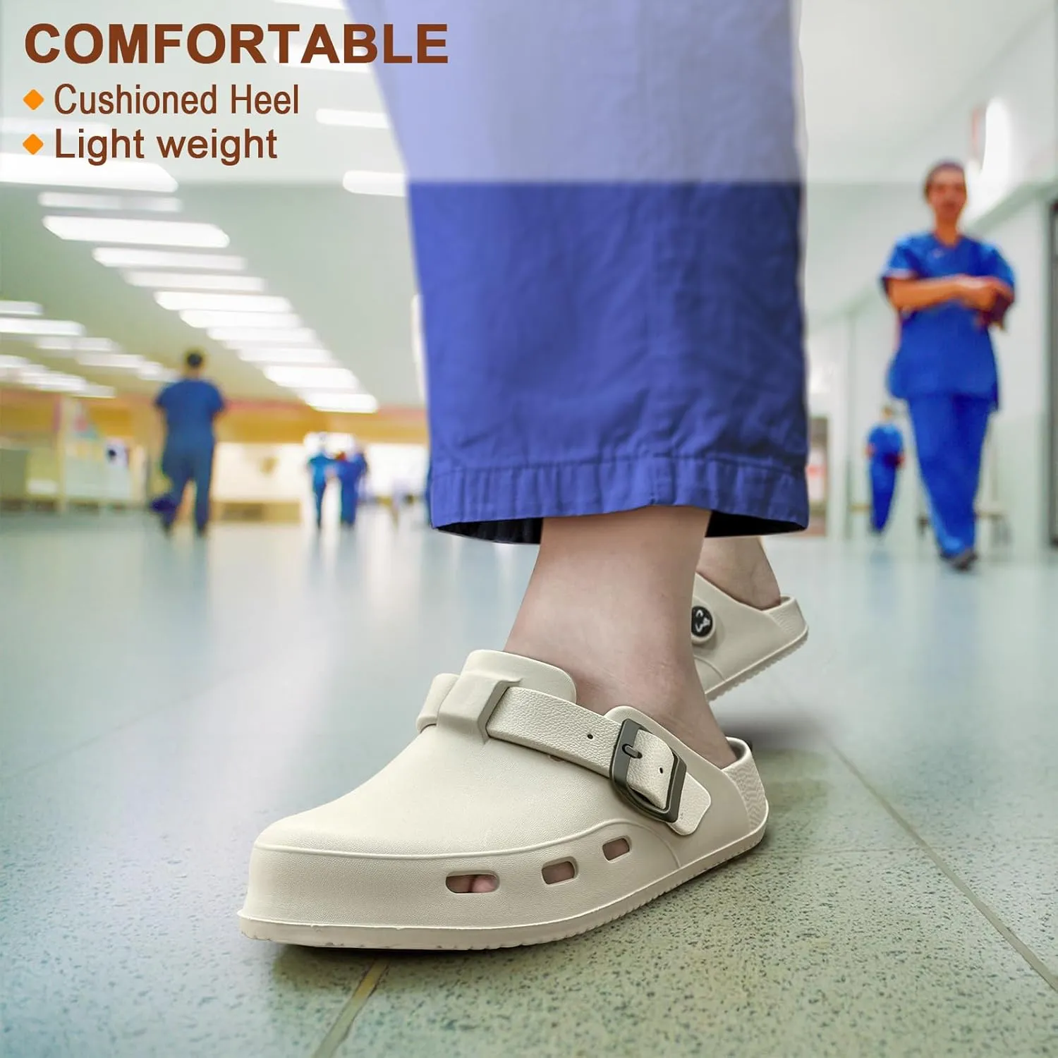 KEMISANT Men Clogs, Adjustable Sandals Slip-on Water Shoes Unisex with Cushioned Footbed,Comfortable Lightweight