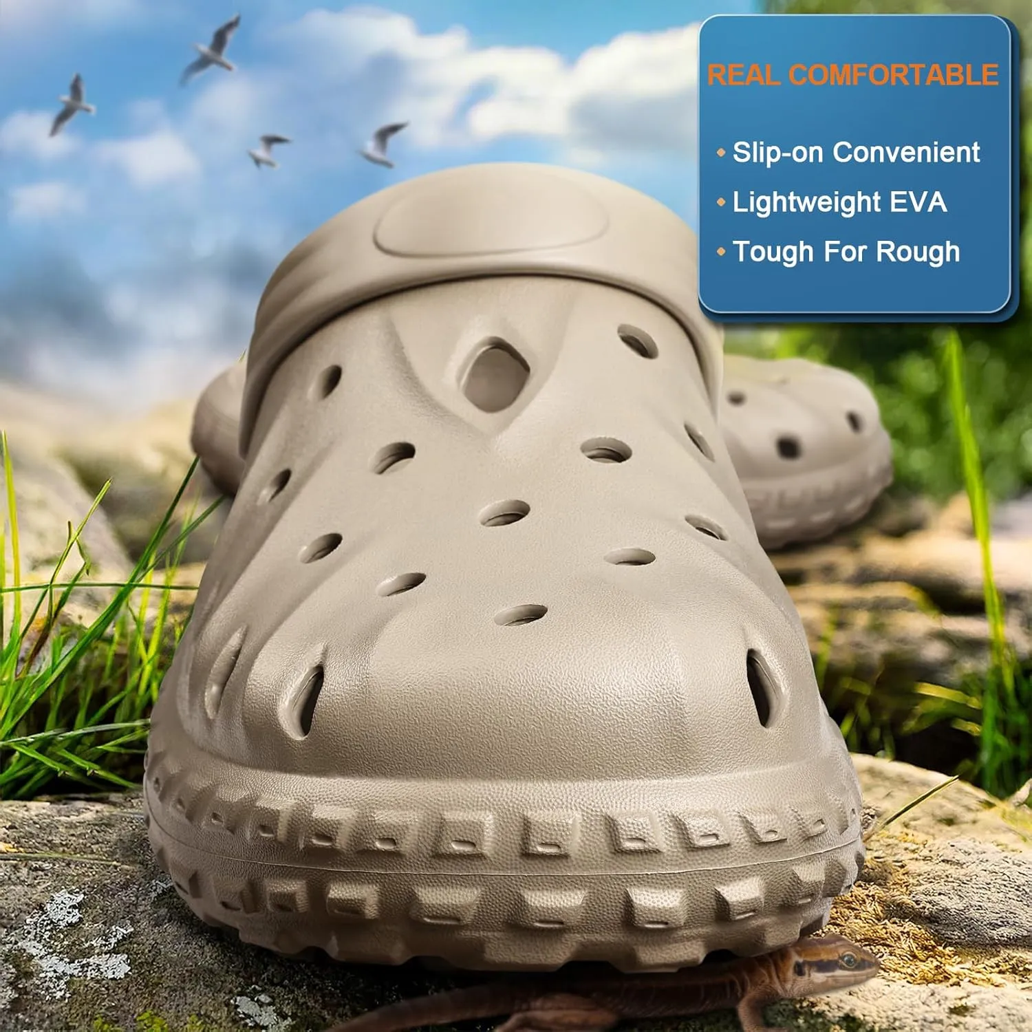 KEMISANT Men Clogs-Comfortable Mules Sandals Watershoes for Men Women Cushioned Footbed Arch Support-Lightweight EVA