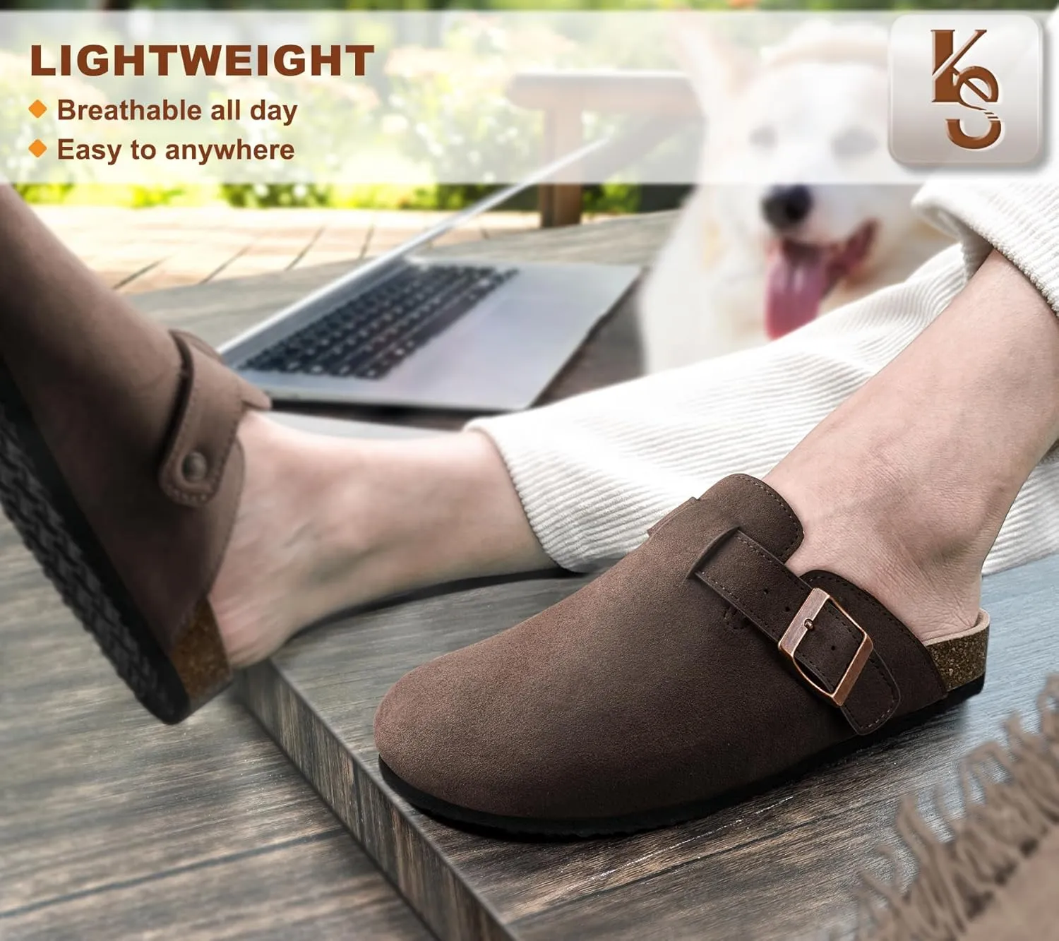 KEMISANT Men Clogs-Comfortable Suede Mules Slippers Sandals Nurse Potato Shoes Unisex-Cushioned Cork-Footbed