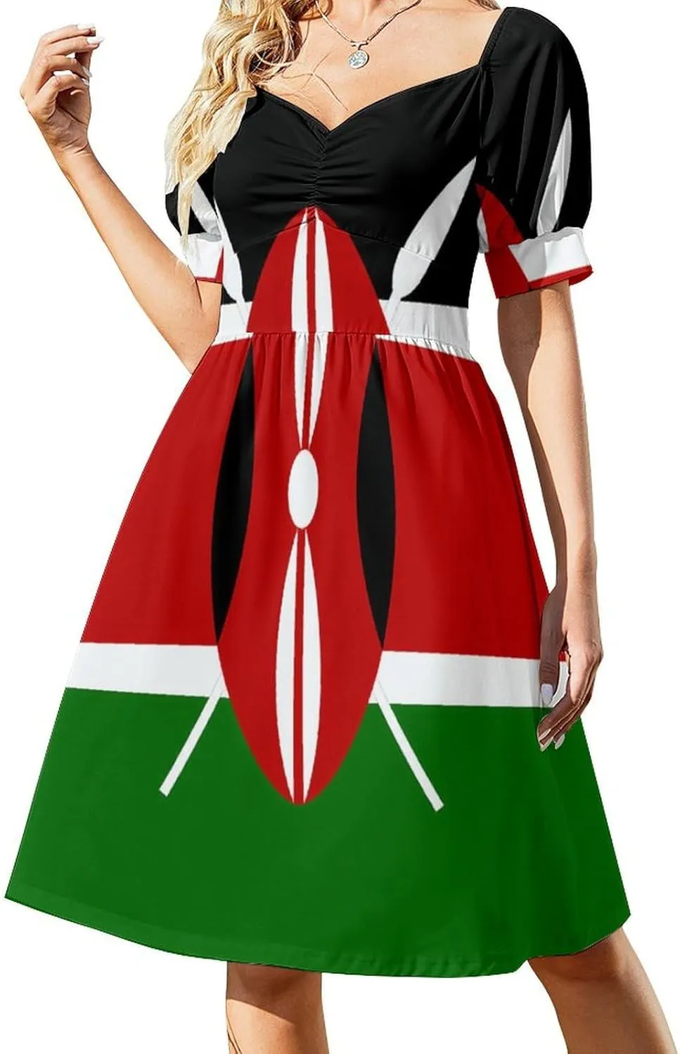 Kenya Flag Cute Flowy Midi Dresses for Women Casual Summer Dress Vacation